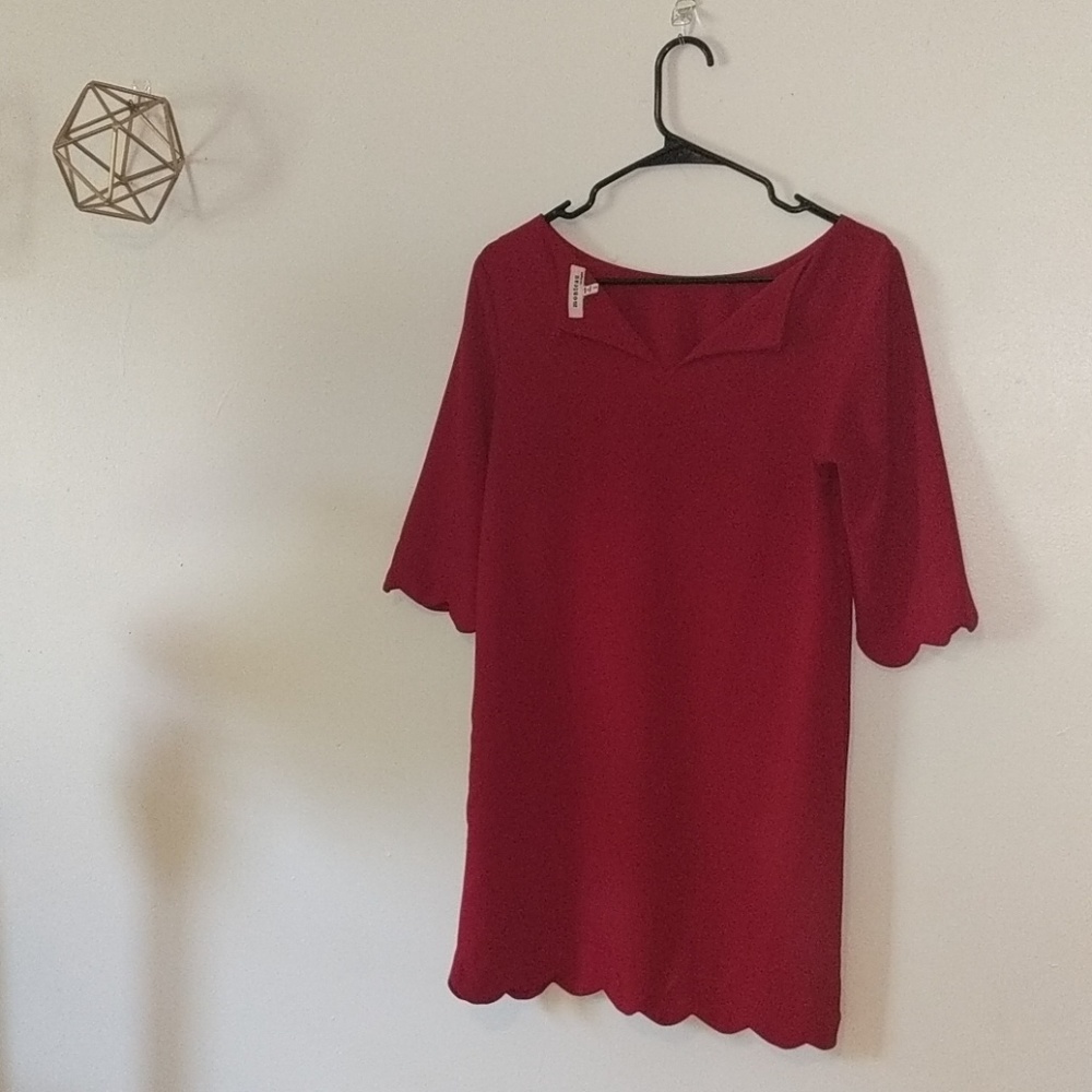 Ruby Red Scalloped Dress ♥️